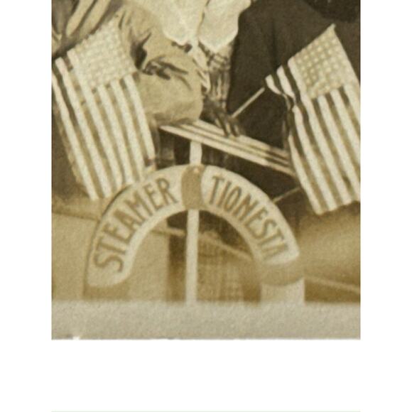 Antique Real Photo Notecard 1903-16 Ephemera Sepia Souvenir SS Tionesta Family - Picture 3 of 4
